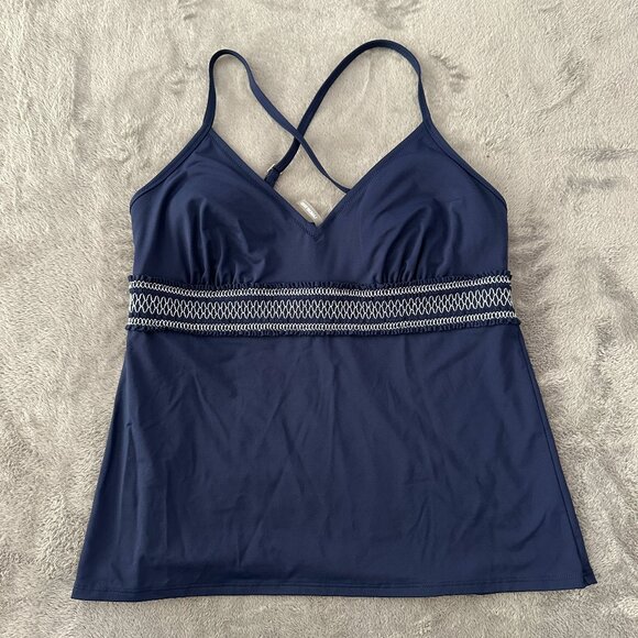 Lands' End Swimsuit Tankini Top Women's size 14 Navy Blue - Picture 1 of 5